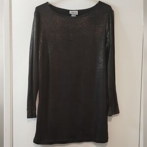 Espresso Women's Dress Black with Shiny Gold  Stretchy Size XL